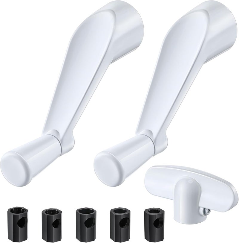 Enhon 3 Pack 3/8'' Spline Socket Crank Handle with Tee Handle Casement Operator, Stone Finish, Easy Install, Smooth 360 Degree Operation（Features 3/8-inch Bore and a 3-1/8-inch Reach） - Image 1